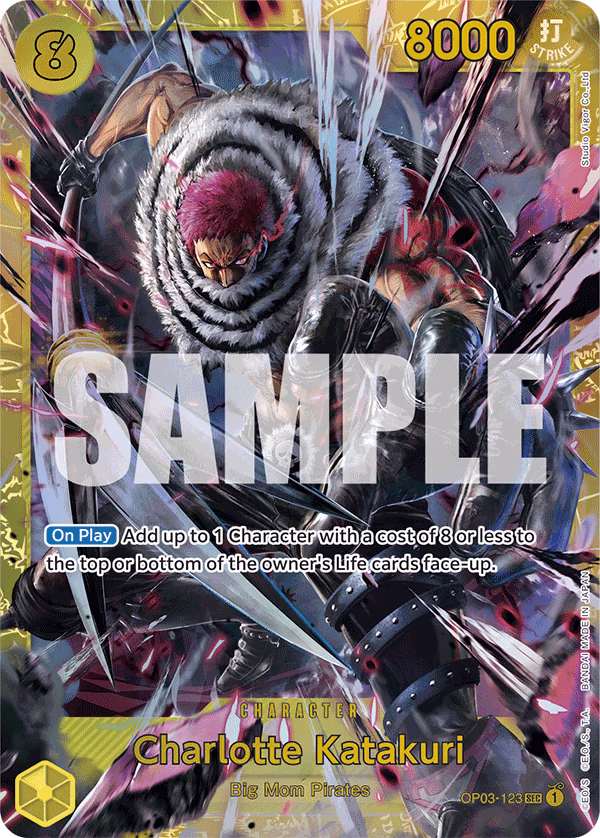 Charlotte Katakuri (Alternate Art) One Piece card (OP03-123, Premium Booster -The Best-)
