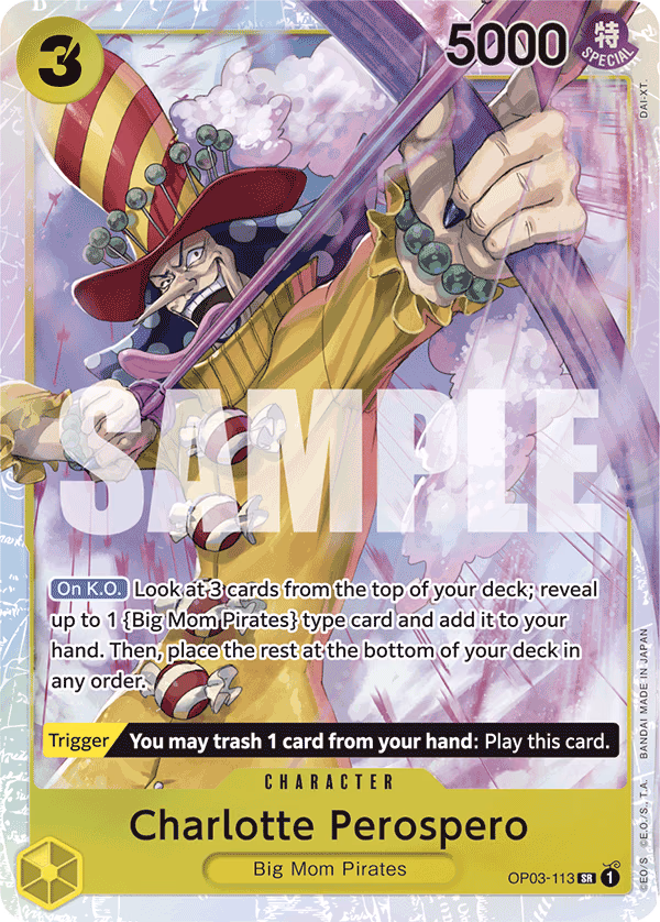 Charlotte Perospero (Alternate Art) One Piece card (OP03-113, Premium Booster -The Best-)