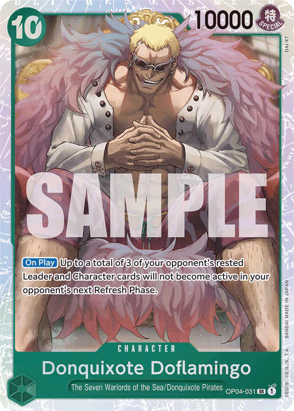 Donquixote Doflamingo (Alternate Art) One Piece card (OP04-031, Premium Booster -The Best-)