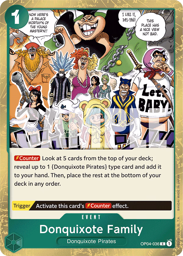 Donquixote Family (Alt Art) One Piece card (OP04-036, Premium Booster -The Best-)