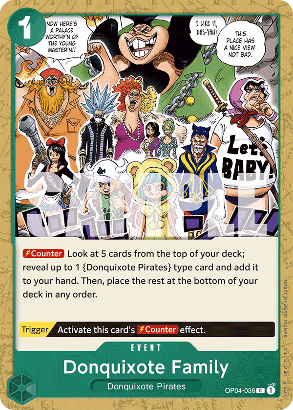 Donquixote Family (Textured Foil) One Piece card (OP04-036, Premium Booster -The Best-)
