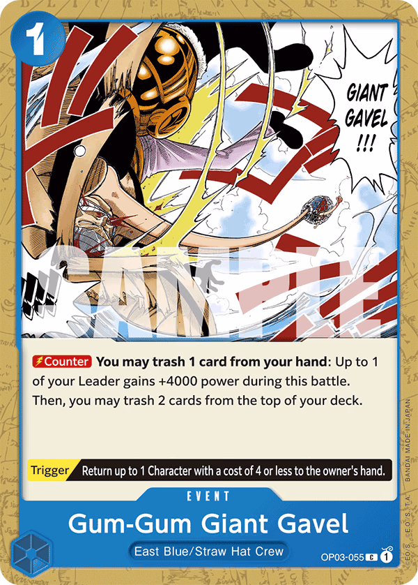 Gum-Gum Giant Gavel (Jolly Roger Foil) One Piece card (OP03-055, Premium Booster -The Best-)
