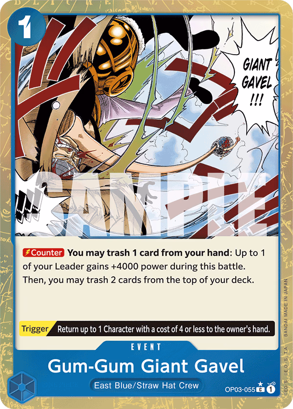 Gum-Gum Giant Gavel (Textured Foil) One Piece card (OP03-055, Premium Booster -The Best-)