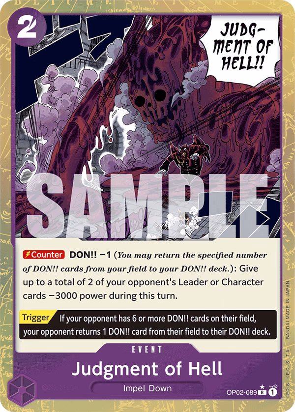 Judgment of Hell (Alternate Art) One Piece card (OP02-089, Premium Booster -The Best-)