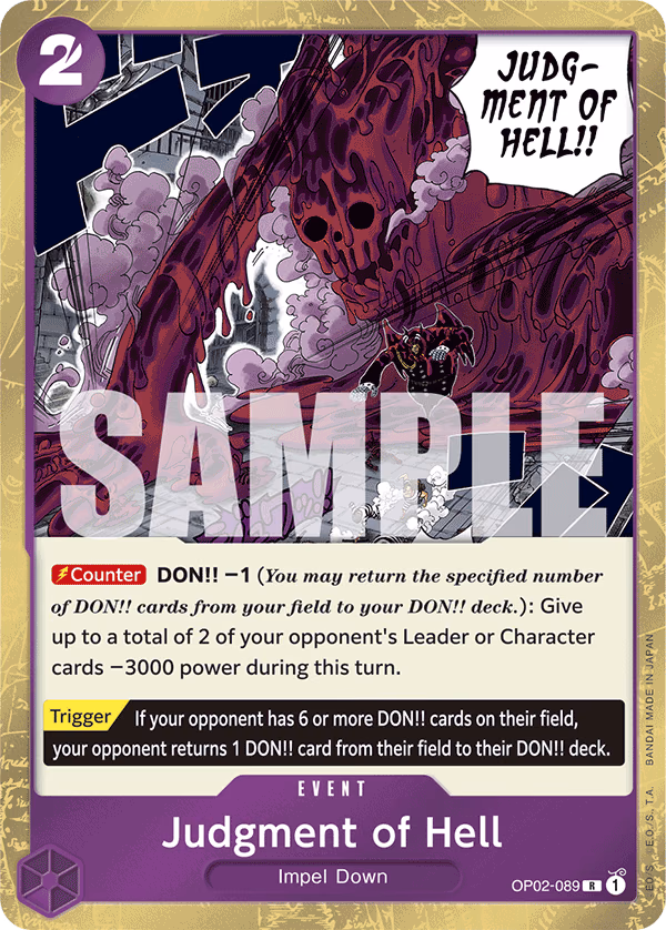 Judgment of Hell (Textured Foil) One Piece card (OP02-089, Premium Booster -The Best-)