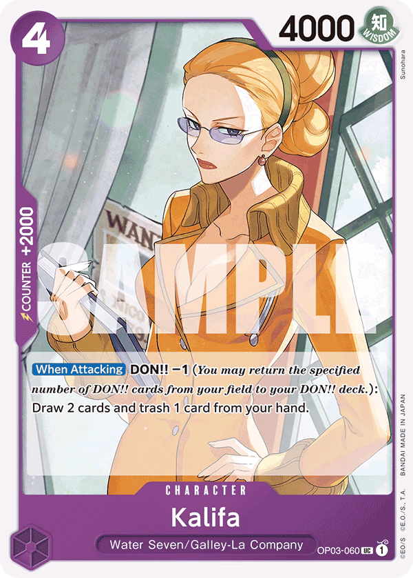 Kalifa (Full Art) One Piece card (OP03-060, Premium Booster -The Best-)