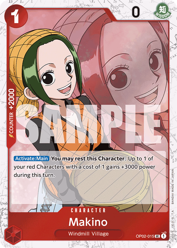 Makino (Alt Art) One Piece card (OP02-015, Premium Booster -The Best-)