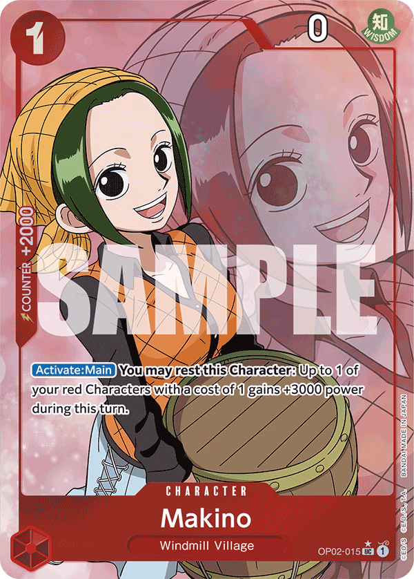 Makino (Full Art) One Piece card (OP02-015, Premium Booster -The Best-)