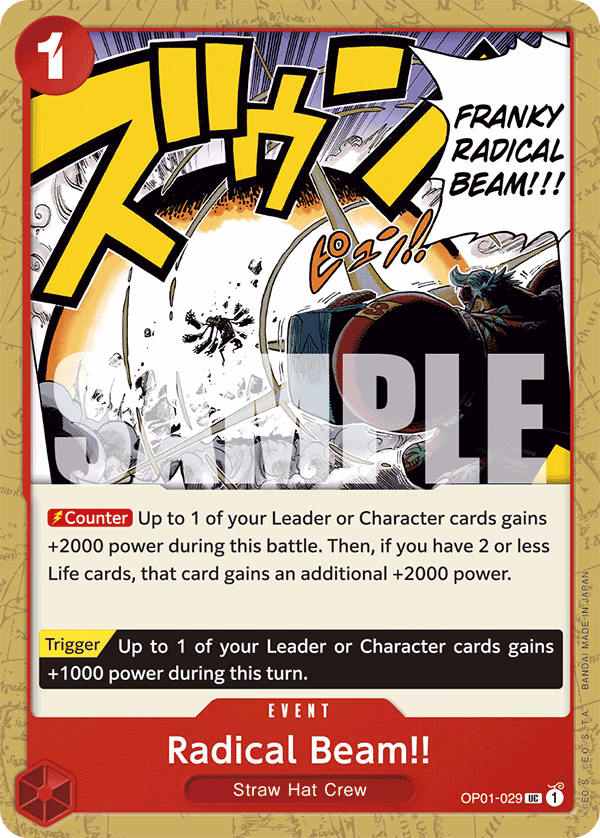 Radical Beam!! (Jolly Roger Foil) One Piece card (OP01-029, Premium Booster -The Best-)