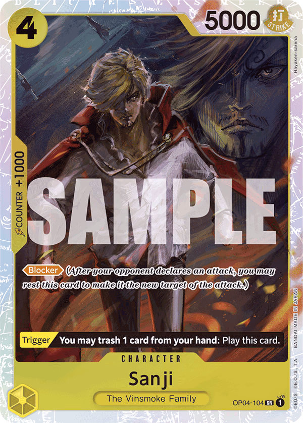 Sanji (Alternate Art) One Piece card (OP04-104, Premium Booster -The Best-)
