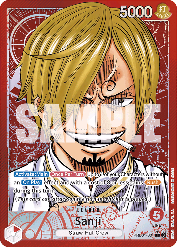 Sanji (Alternate Art) One Piece card (PRB01-001, Premium Booster -The Best-)