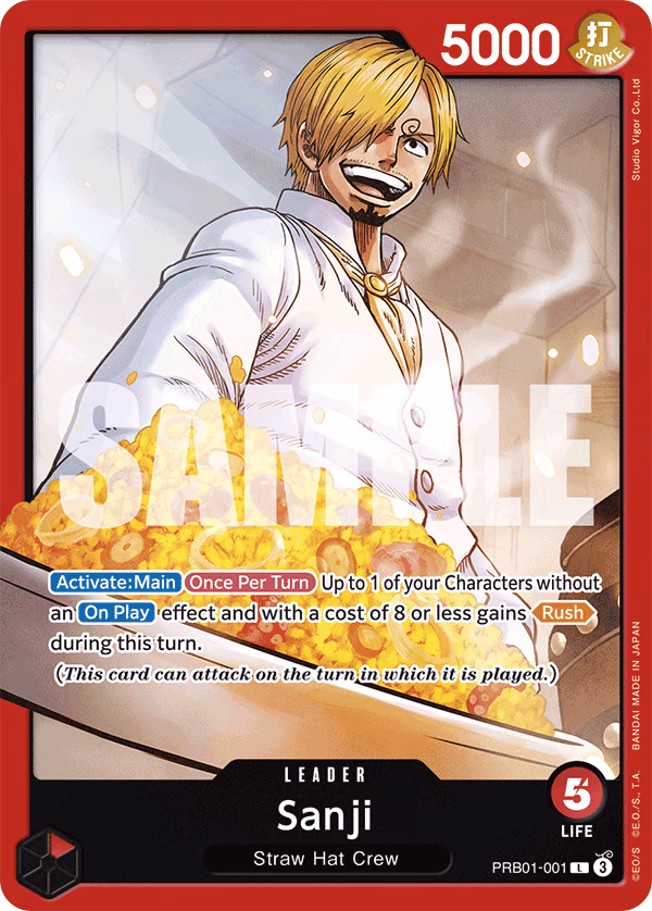 Sanji One Piece card (PRB01-001, Premium Booster -The Best-)