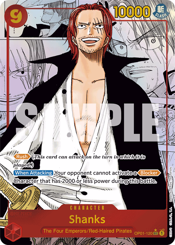 Shanks (Alternate Art) One Piece card (OP01-120, Premium Booster -The Best-)