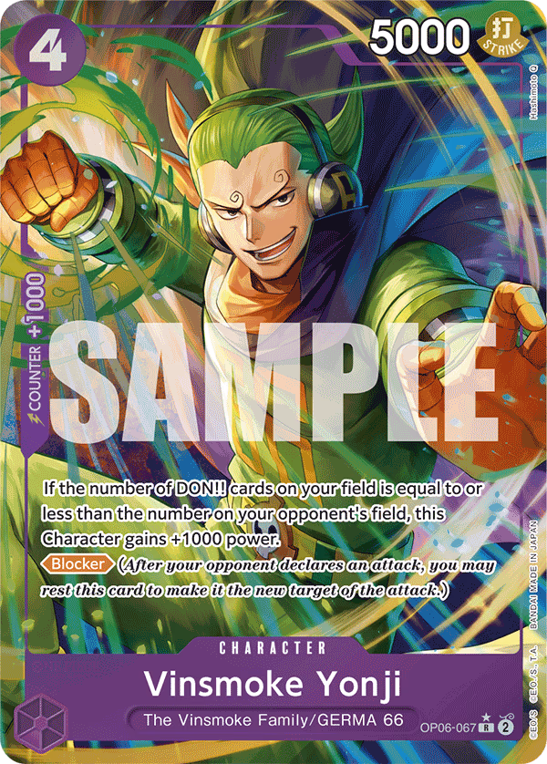 Vinsmoke Yonji (Alternate Art) One Piece card (OP06-067, Premium Booster -The Best-)