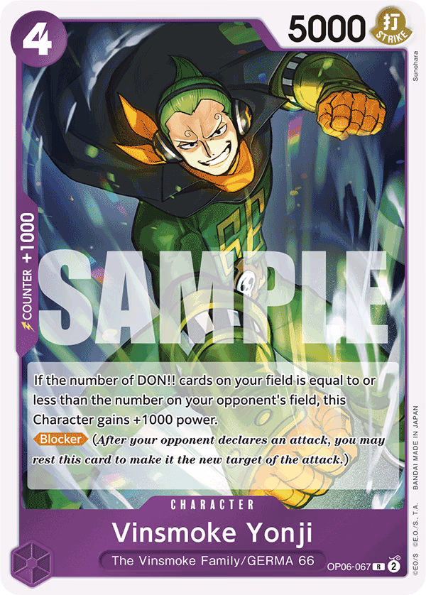 Vinsmoke Yonji (Full Art) One Piece card (OP06-067, Premium Booster -The Best-)