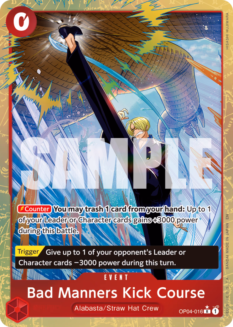 Bad Manners Kick Course (Alternate Art) One Piece card (OP04-016, Premium Booster -The Best- Vol. 2)