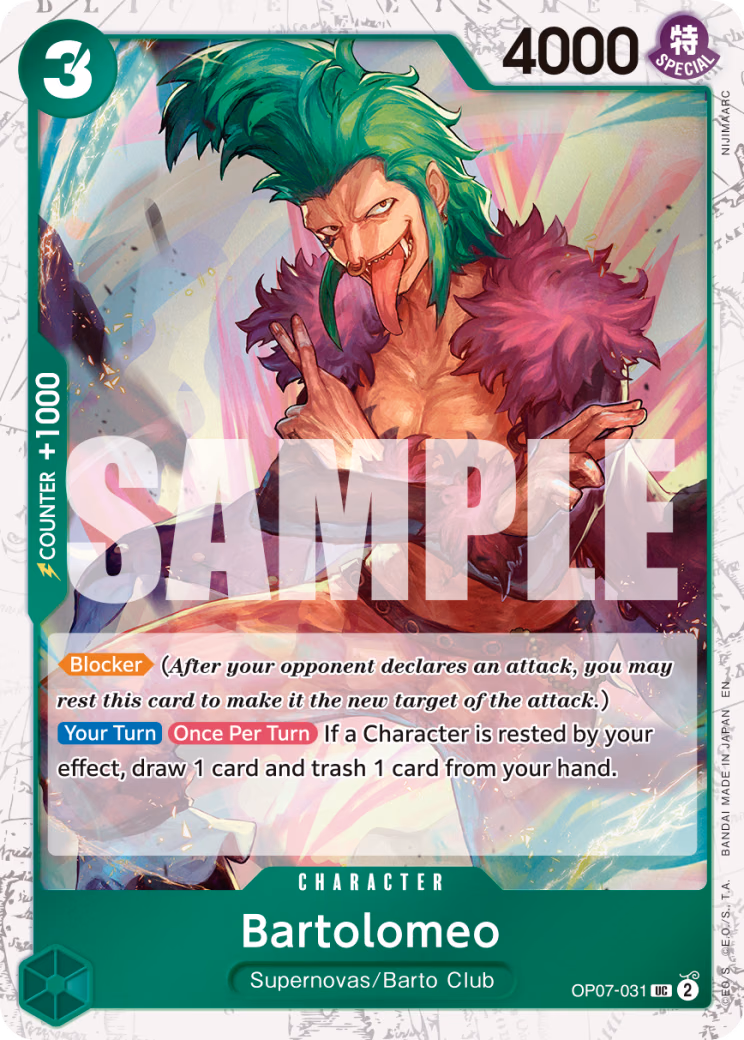 Bartolomeo (Pirate Foil) One Piece card (OP07-031, Premium Booster -The Best- Vol. 2)