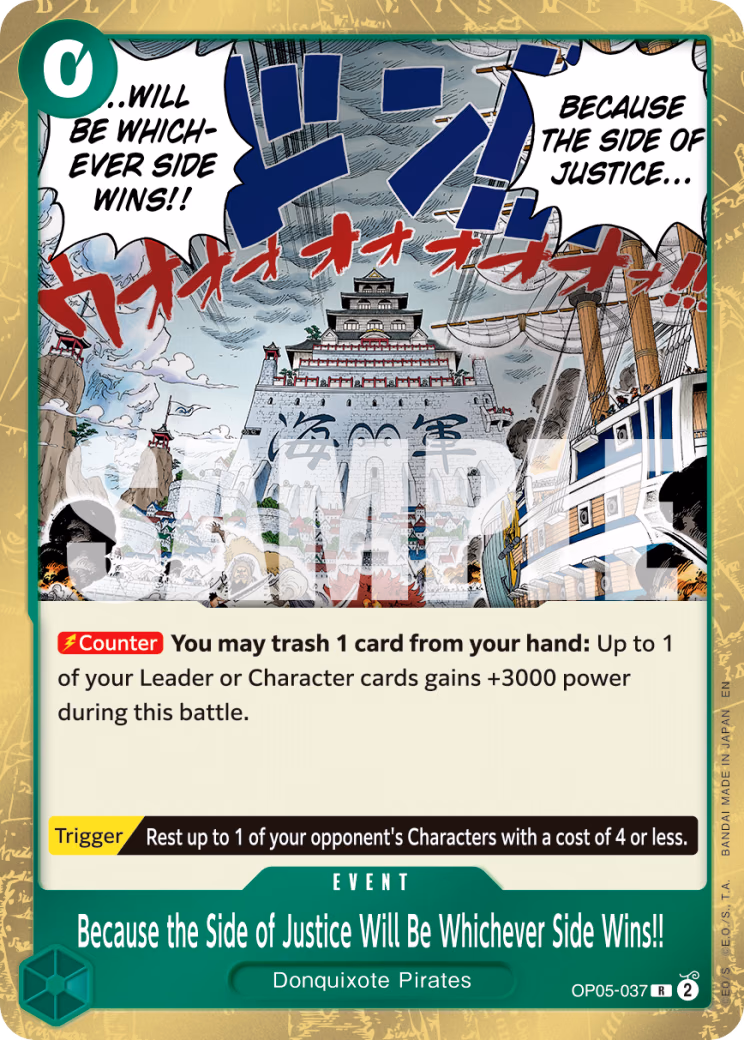 Because the Side of Justice Will Be Whichever Side Wins!! (Reprint) One Piece card (OP05-037, Premium Booster -The Best- Vol. 2)