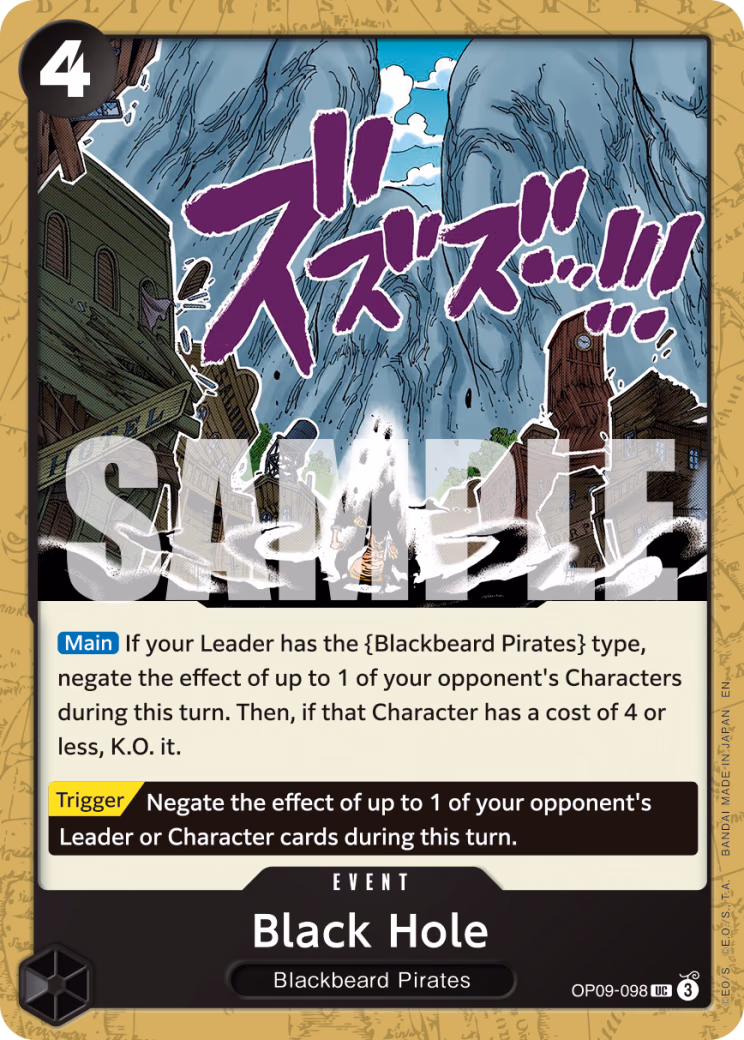 Black Hole (Pirate Foil) One Piece card (OP09-098, Premium Booster -The Best- Vol. 2)
