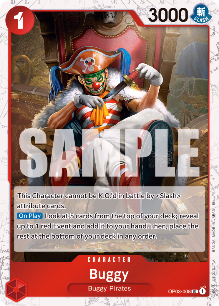 Buggy (Pirate Foil) One Piece card (OP03-008, Premium Booster -The Best- Vol. 2)