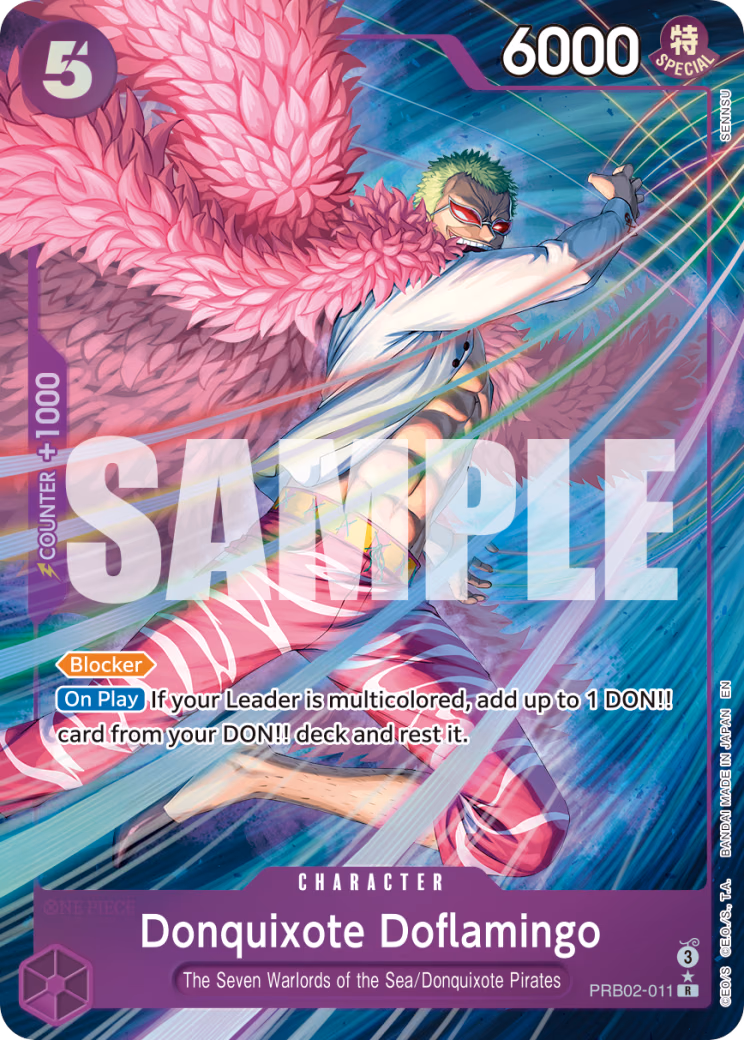 Donquixote Doflamingo (Alternate Art) One Piece card (PRB02-011, Premium Booster -The Best- Vol. 2)