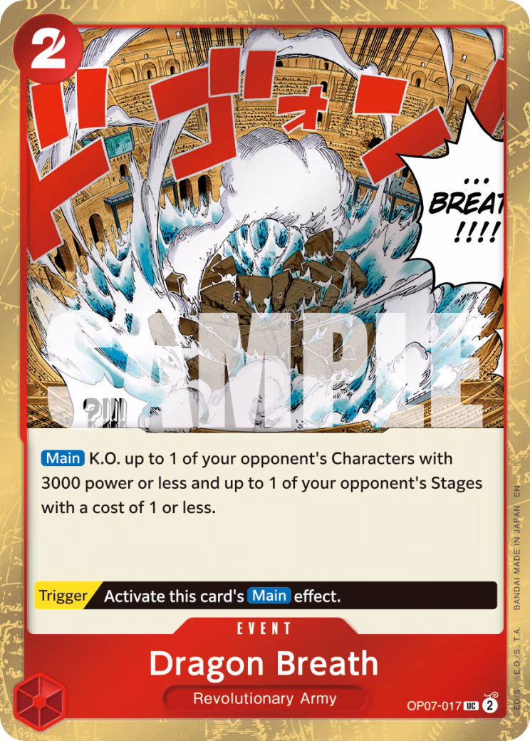 Dragon Breath (Pirate Foil) One Piece card (OP07-017, Premium Booster -The Best- Vol. 2)