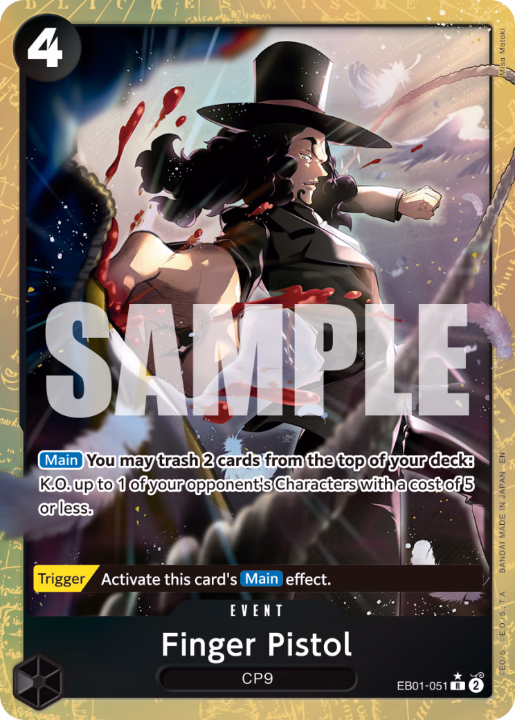 Finger Pistol (Alternate Art) One Piece card (EB01-051, Premium Booster -The Best- Vol. 2)