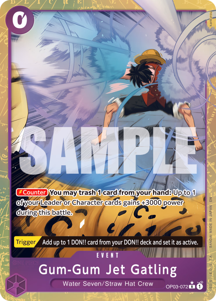 Gum-Gum Jet Gatling (Alternate Art) One Piece card (OP03-072, Premium Booster -The Best- Vol. 2)