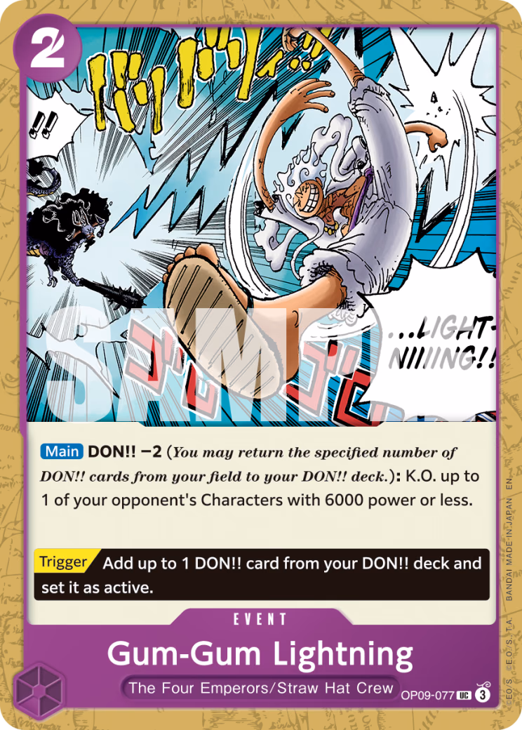 Gum-Gum Lightning (Pirate Foil) One Piece card (OP09-077, Premium Booster -The Best- Vol. 2)