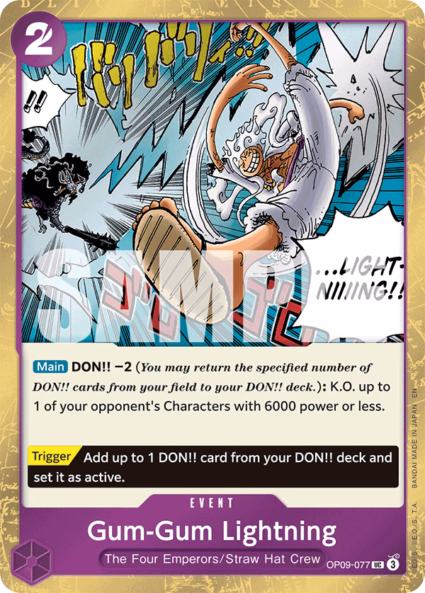 Gum-Gum Lightning (Reprint) One Piece card (OP09-077, Premium Booster -The Best- Vol. 2)