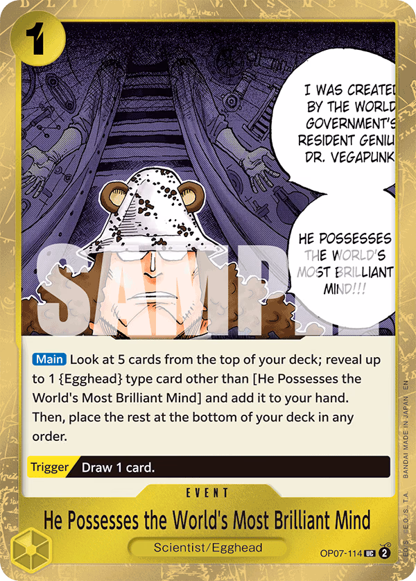 He Possesses the World's Most Brilliant Mind (Pirate Foil) One Piece card (OP07-114, Premium Booster -The Best- Vol. 2)