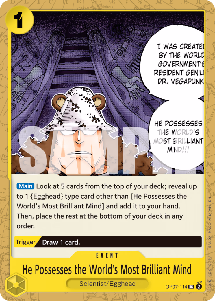 He Possesses the World's Most Brilliant Mind (Reprint) One Piece card (OP07-114, Premium Booster -The Best- Vol. 2)