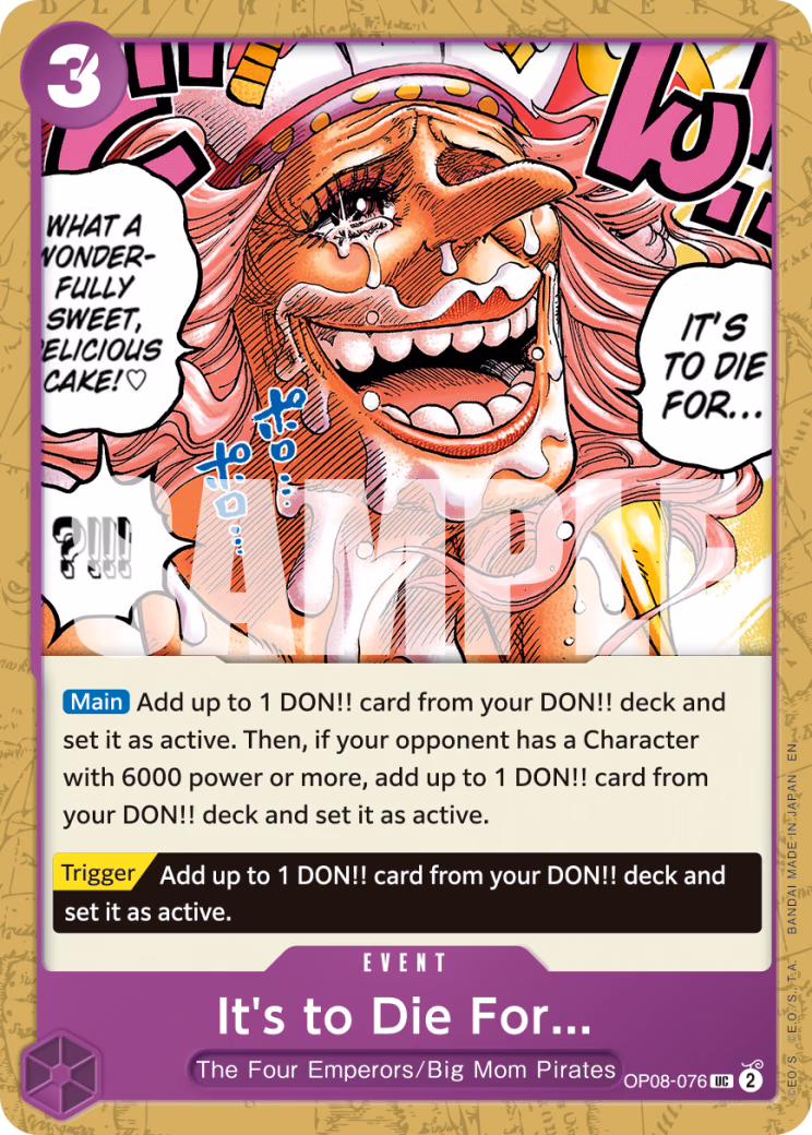 It's to Die For... (Reprint) One Piece card (OP08-076, Premium Booster -The Best- Vol. 2)