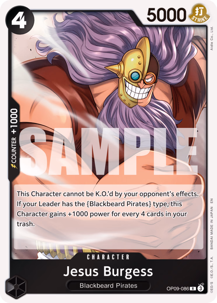Jesus Burgess (Alternate Art) One Piece card (OP09-086, Premium Booster -The Best- Vol. 2)