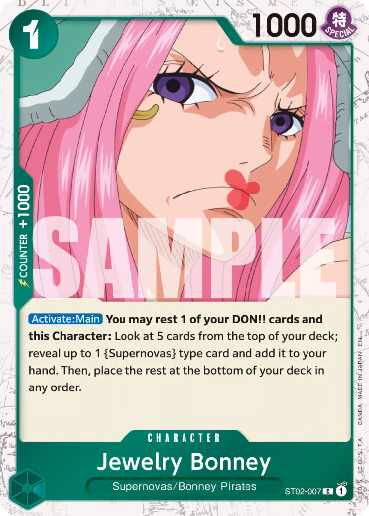 Jewelry Bonney (Pirate Foil) One Piece card (ST02-007, Premium Booster -The Best- Vol. 2)