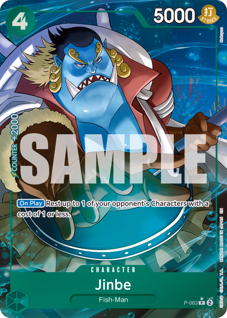 Jinbe (Pirate Foil) One Piece card (P-063, Premium Booster -The Best- Vol. 2)