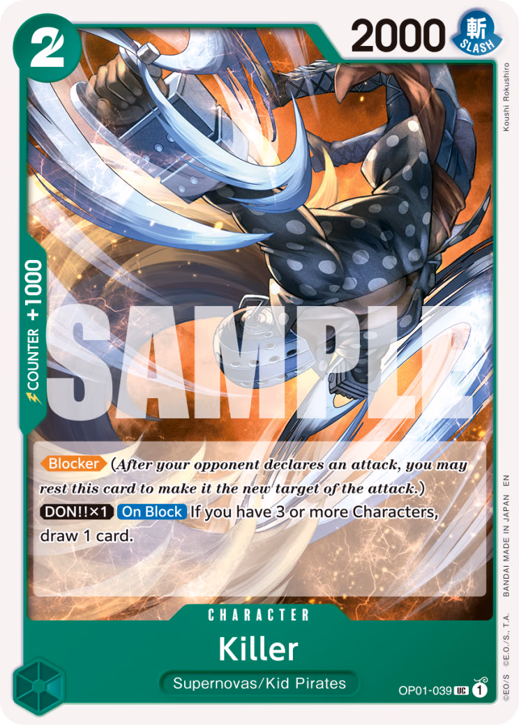 Killer (Reprint) One Piece card (OP01-039, Premium Booster -The Best- Vol. 2)