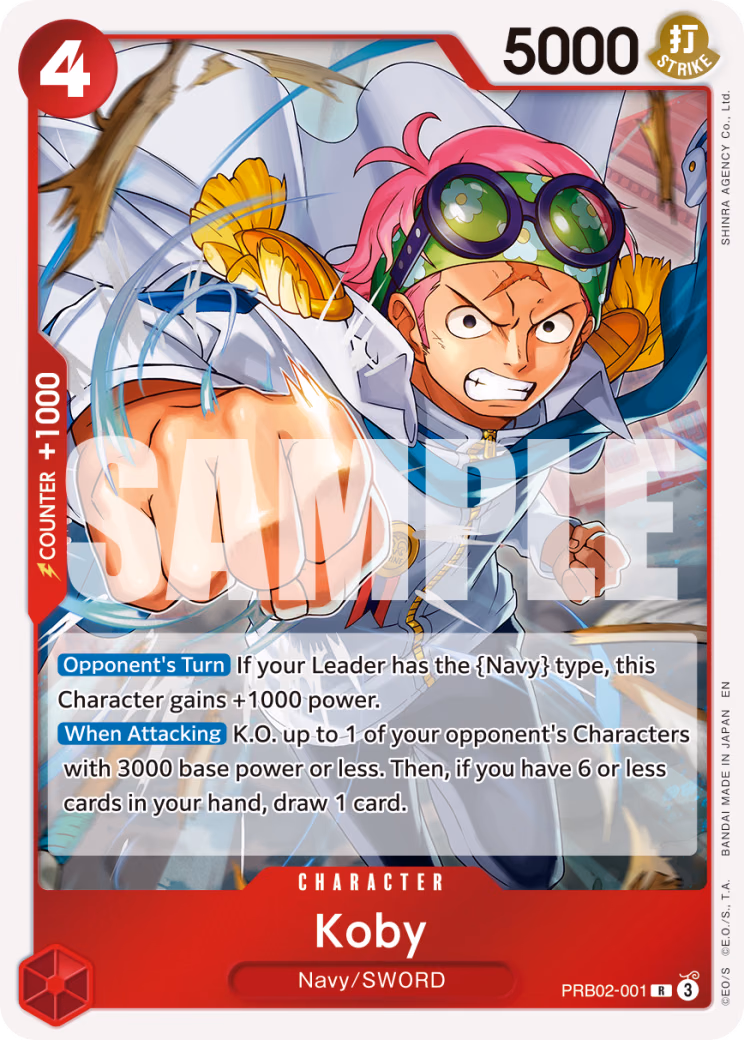 Koby One Piece card (PRB02-001, Premium Booster -The Best- Vol. 2)