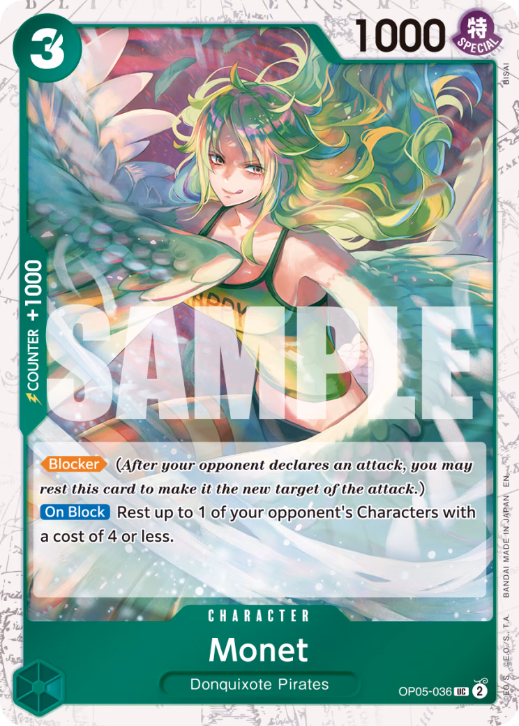 Monet (Pirate Foil) One Piece card (OP05-036, Premium Booster -The Best- Vol. 2)