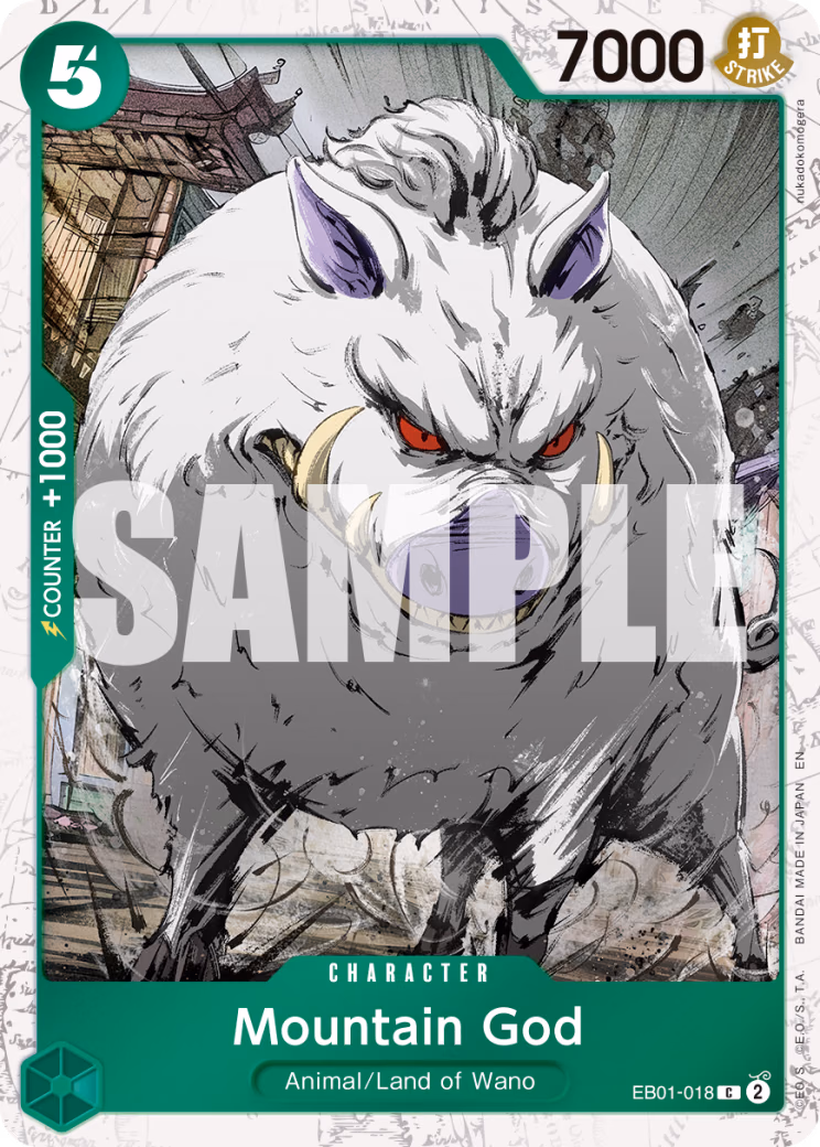 Mountain God (Pirate Foil) One Piece card (EB01-018, Premium Booster -The Best- Vol. 2)