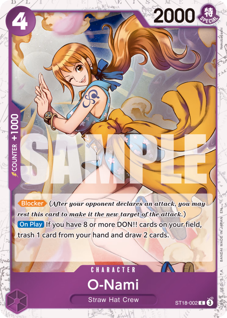 O-Nami (Pirate Foil) One Piece card (ST18-002, Premium Booster -The Best- Vol. 2)