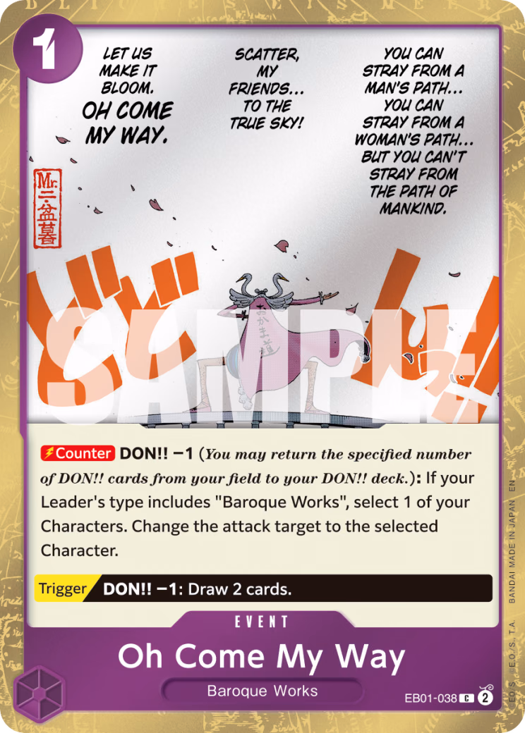 Oh Come My Way (Pirate Foil) One Piece card (EB01-038, Premium Booster -The Best- Vol. 2)