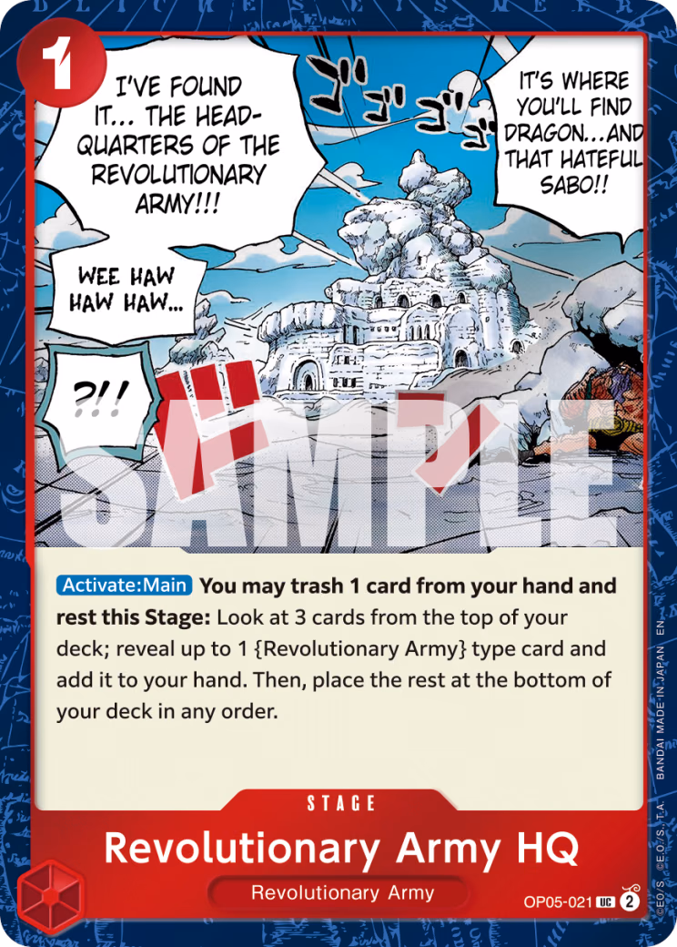Revolutionary Army HQ (Pirate Foil) One Piece card (OP05-021, Premium Booster -The Best- Vol. 2)