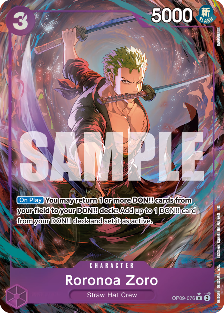 Roronoa Zoro (Alt Art) One Piece card (OP09-076, Premium Booster -The Best- Vol. 2)