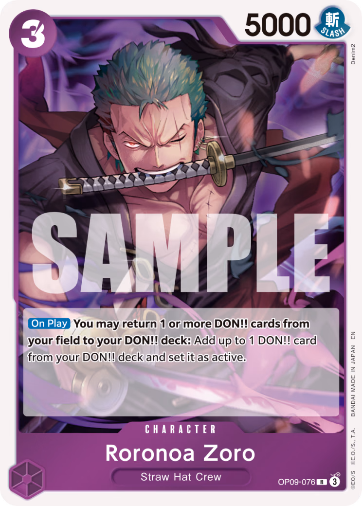 Roronoa Zoro (Alternate Art) One Piece card (OP09-076, Premium Booster -The Best- Vol. 2)