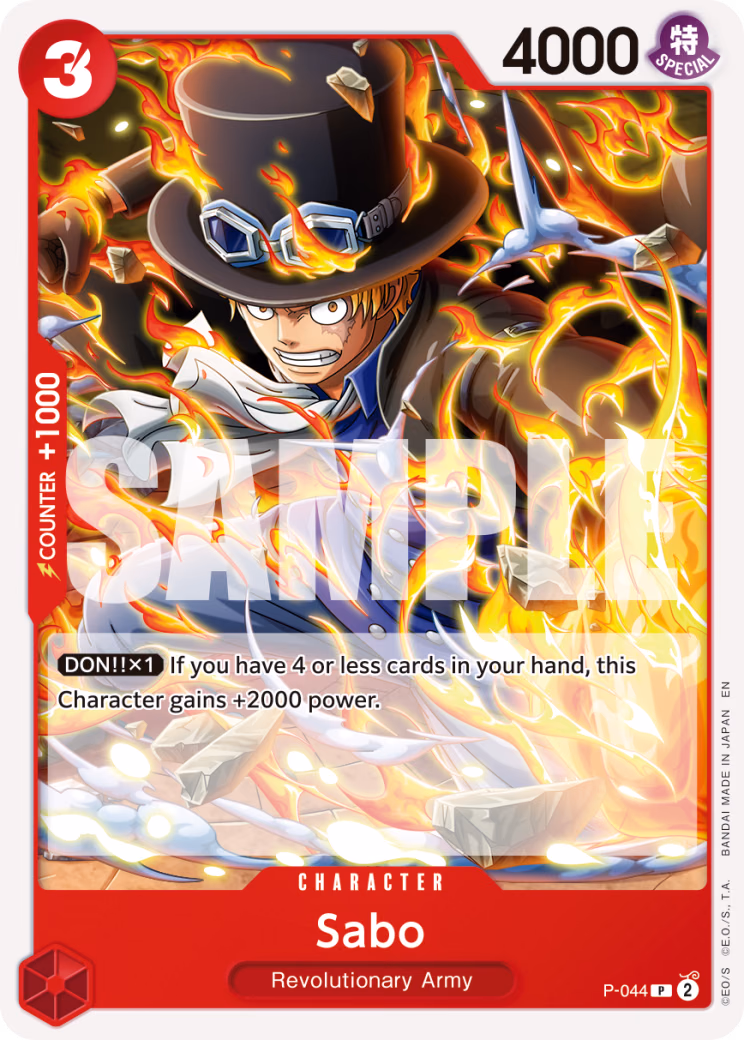 Sabo (Pirate Foil) One Piece card (P-044, Premium Booster -The Best- Vol. 2)