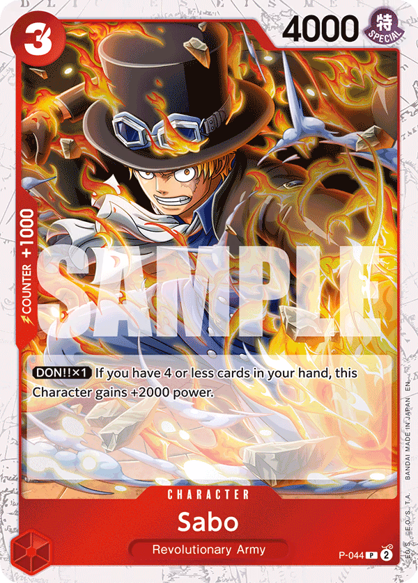 Sabo (Reprint) One Piece card (P-044, Premium Booster -The Best- Vol. 2)