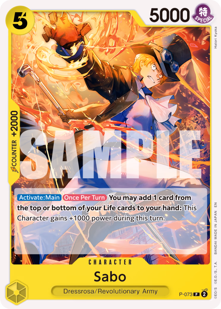 Sabo (Pirate Foil) One Piece card (P-073, Premium Booster -The Best- Vol. 2)