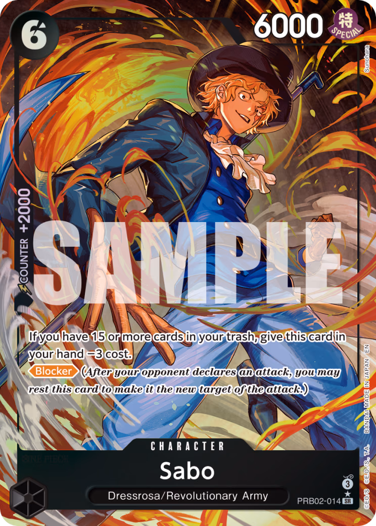 Sabo (Alternate Art) One Piece card (PRB02-014, Premium Booster -The Best- Vol. 2)