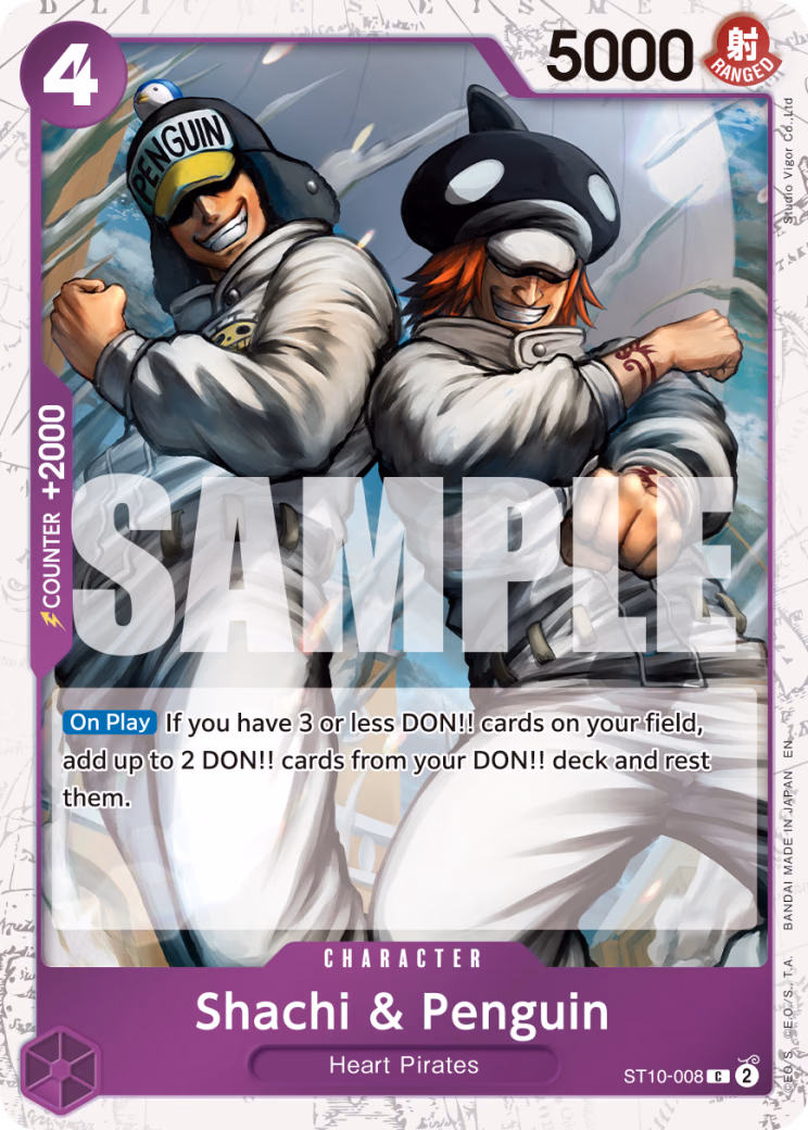 Shachi & Penguin (Pirate Foil) One Piece card (ST10-008, Premium Booster -The Best- Vol. 2)